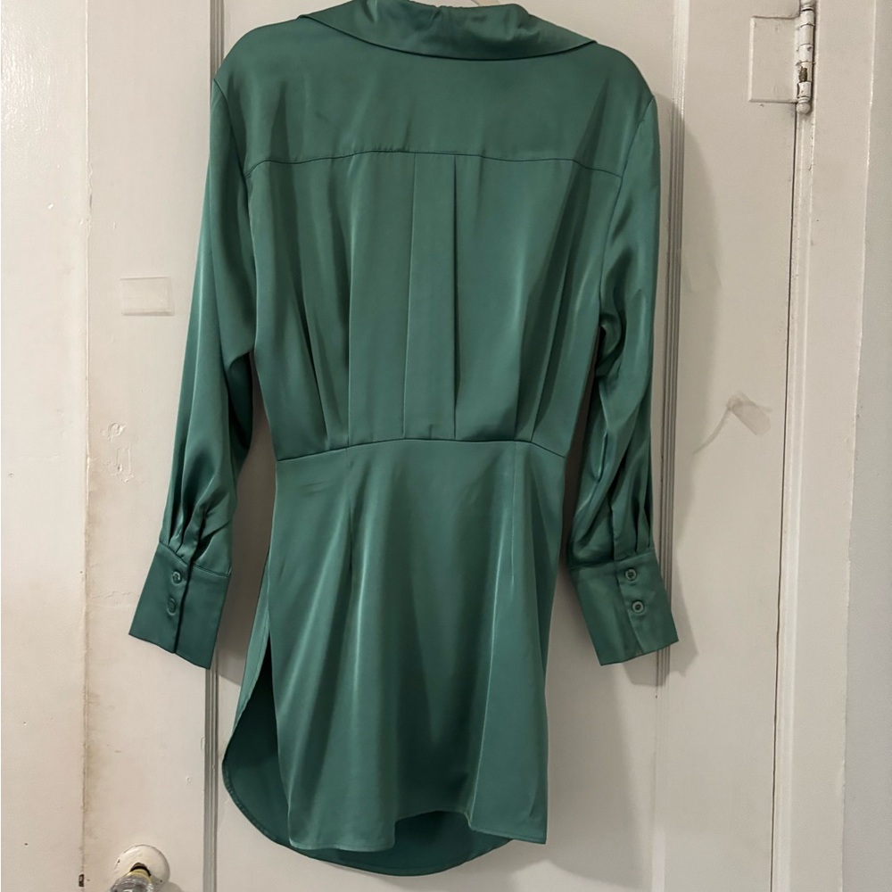 Identity green dress material satin size S only worn twice